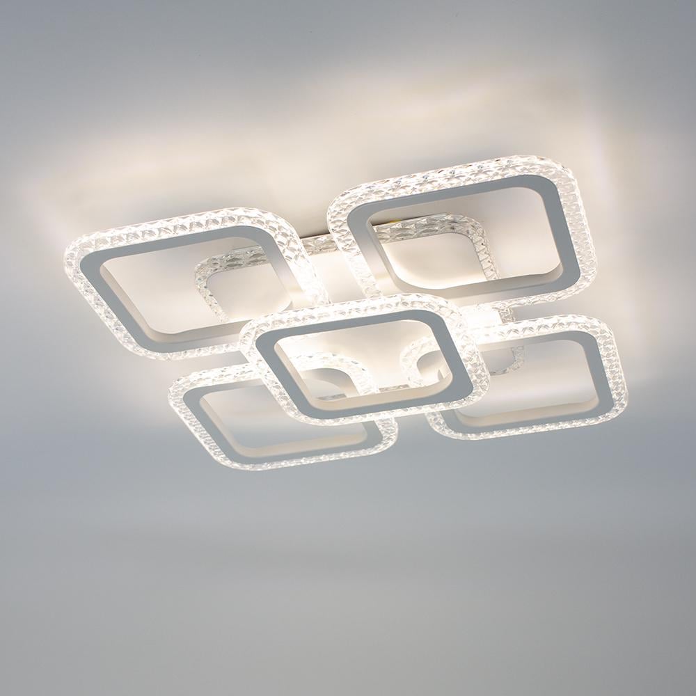 Люстра смарт управляемая светодиодная ROOM ICE RGB 6S 70 Вт SMART с подсветкой RGB 380x380x75 мм Белый (10573)