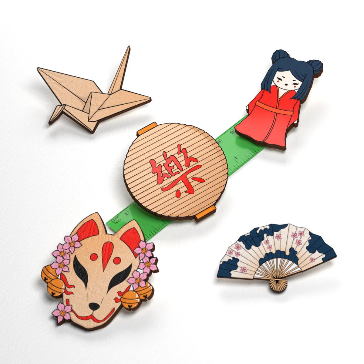 Набор значков Lex Altern Японские маски из дерева 5 шт. - фото 2 Набор значков Lex Altern Японские маски из дерева 5 шт. - фото 2