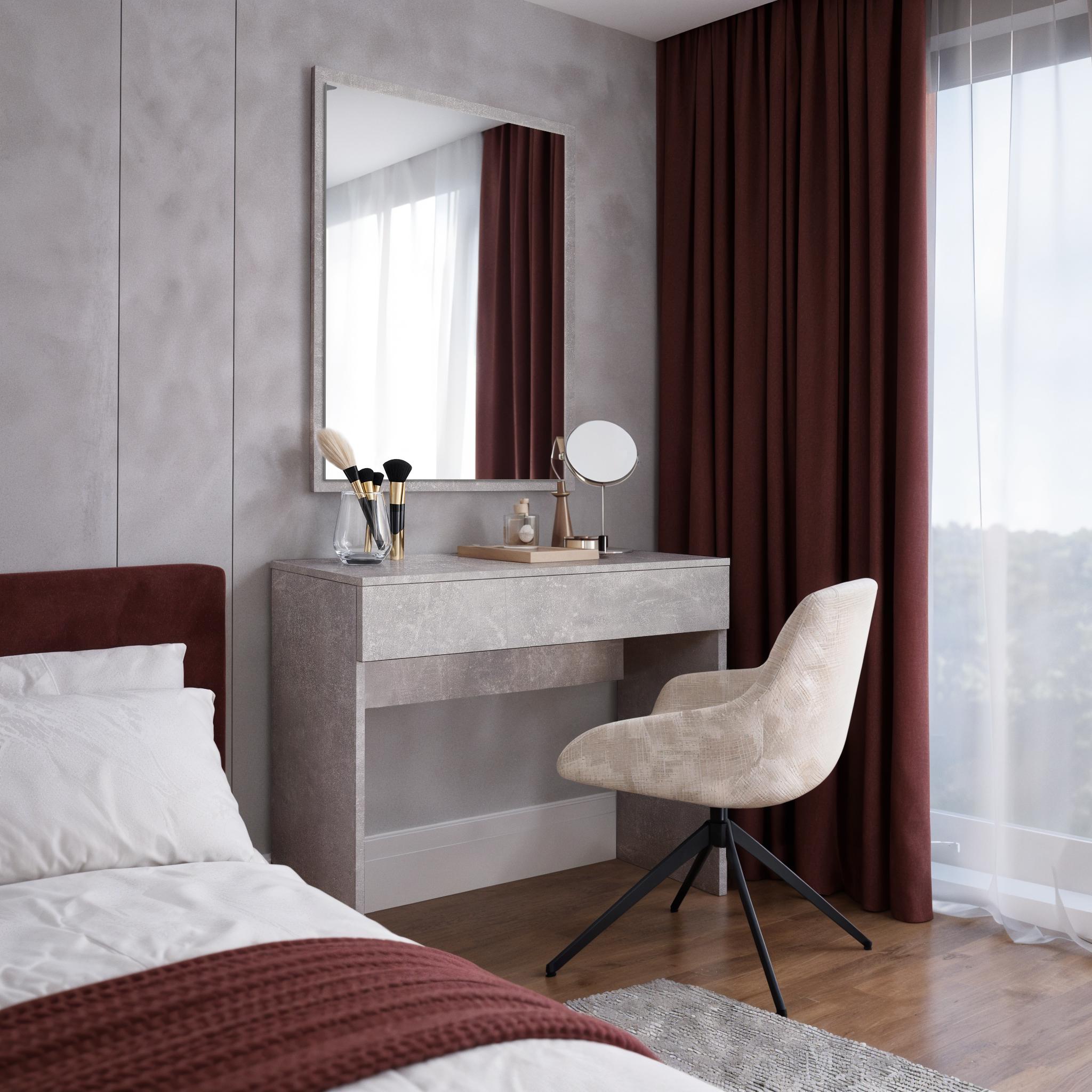 Комплект туалетного столика с ящиком и зеркалом VS D-3/D-4 800x400x1560 мм Бетон