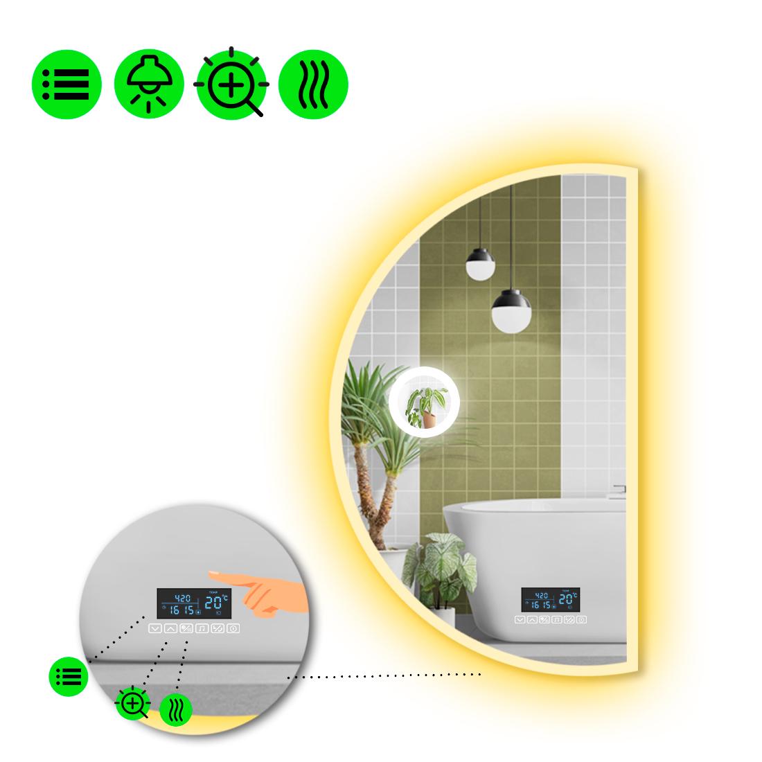 Зеркало с LED подсветкой Parette 3 с Smart-блоком 140x70 см (8995047)