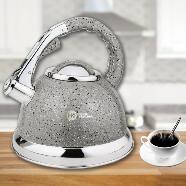 Чайник зі свистком гранітний з двошаровим дном з нержавіючої сталі 3,5 л (2549772483) - фото 2 Чайник зі свистком гранітний з двошаровим дном з нержавіючої сталі 3,5 л (2549772483) - фото 2