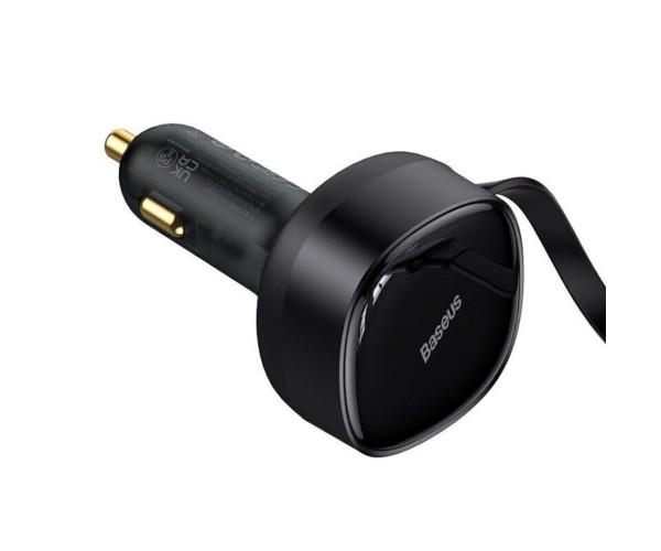 Зарядний пристрій автомобільний BASEUS Enjoyment Retractable 2в1 30W 3,5А Car Charger Black