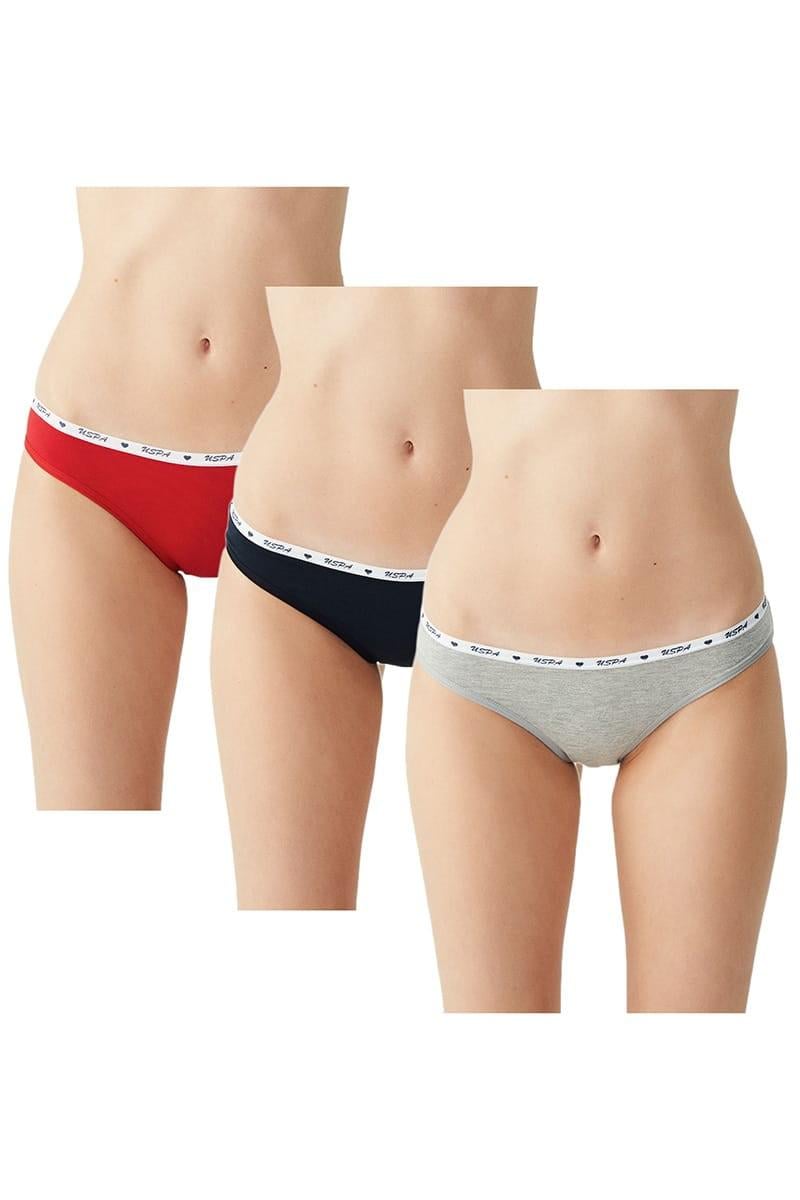 Трусики слип U.S. Polo ASSN р. 2/S 3 шт. Красный/Синий/Серый (67926)