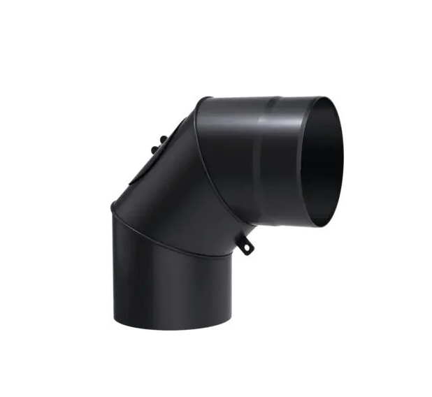 Коліно жароміцне для печей та камінів 150 мм з ревізією 0-90 гр Чорний (30872029)