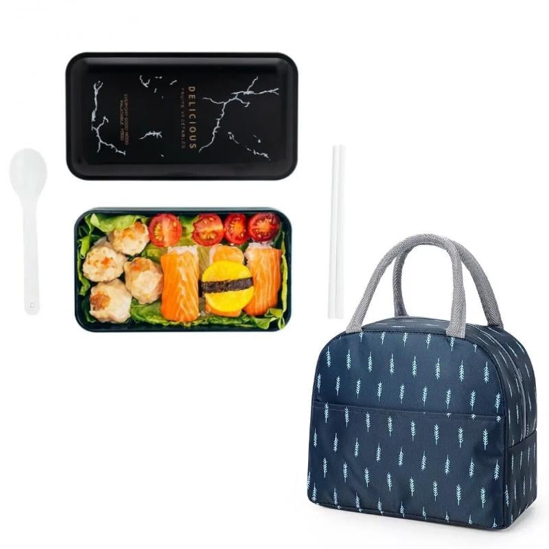 Набор ланч-бокс и термосумка Bento Marble 4/1,2 л Черный (407008) Набор ланч-бокс и термосумка Bento Marble 4/1,2 л Черный (407008)