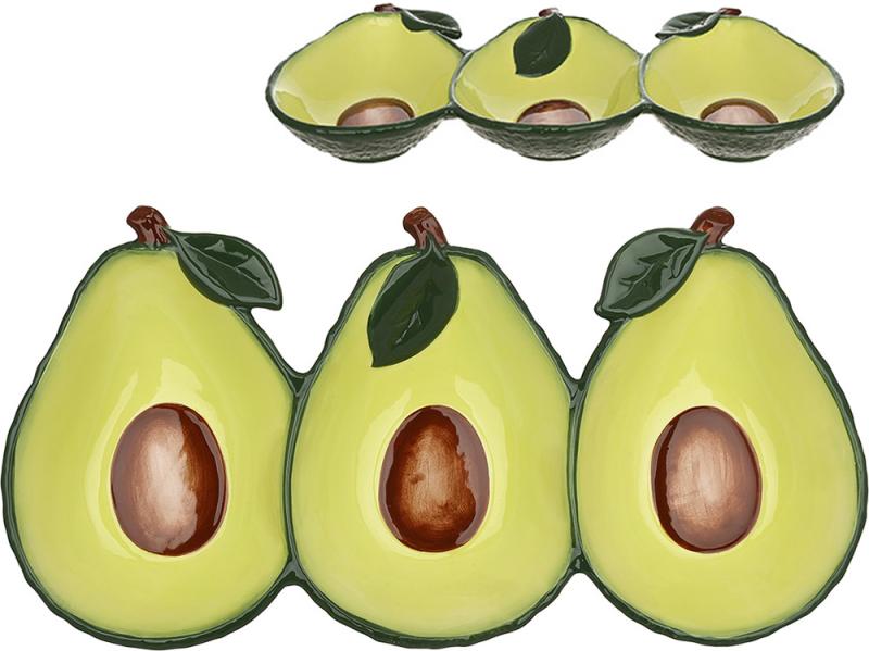 Менажниця керамічна Fruits Авокадо на 3 секції 31х16 см - фото 2 Менажниця керамічна Fruits Авокадо на 3 секції 31х16 см - фото 2