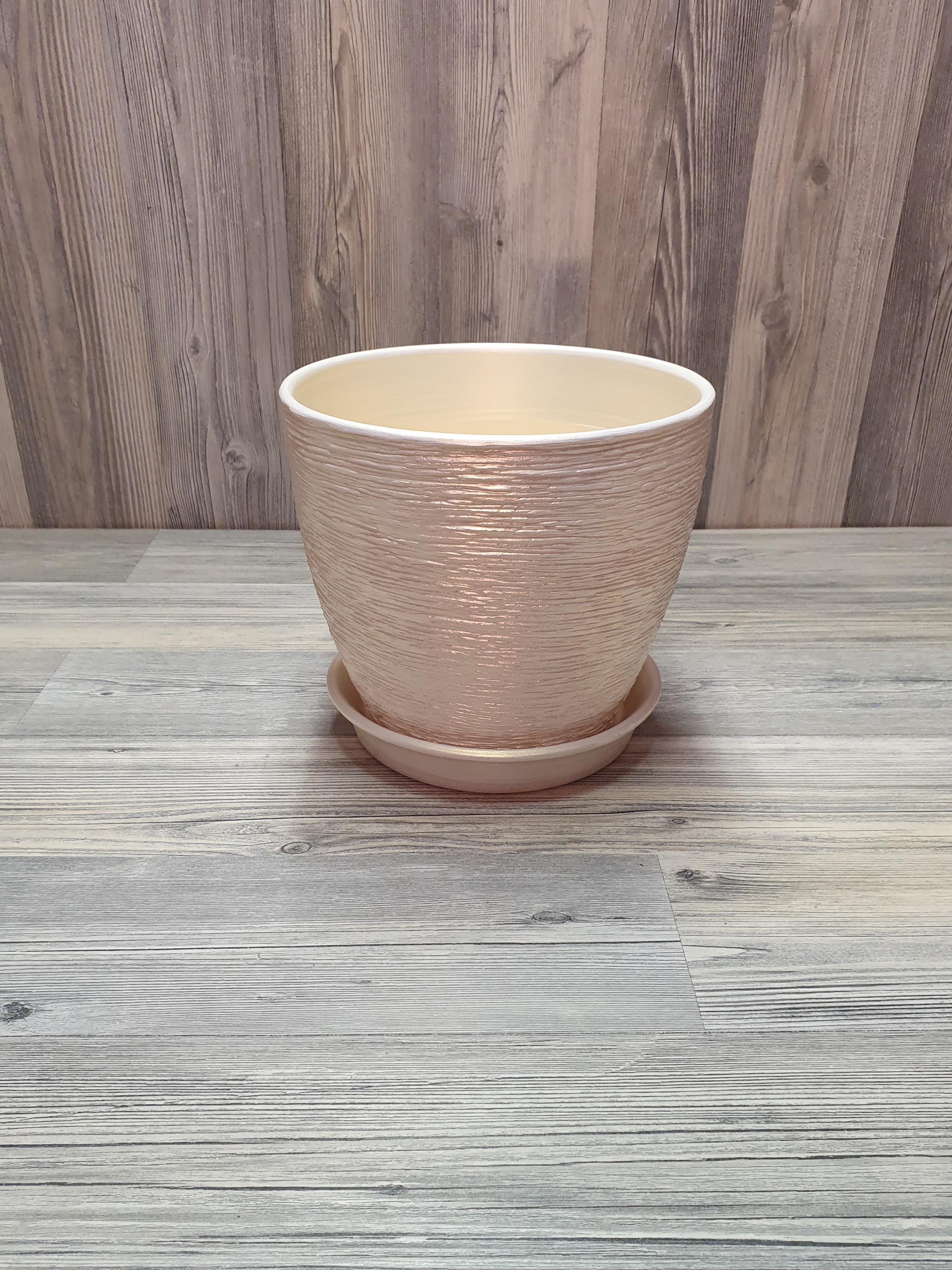 Горщик для рослин з піддоном 2,5 л Біло-золотий (5264) - фото 4