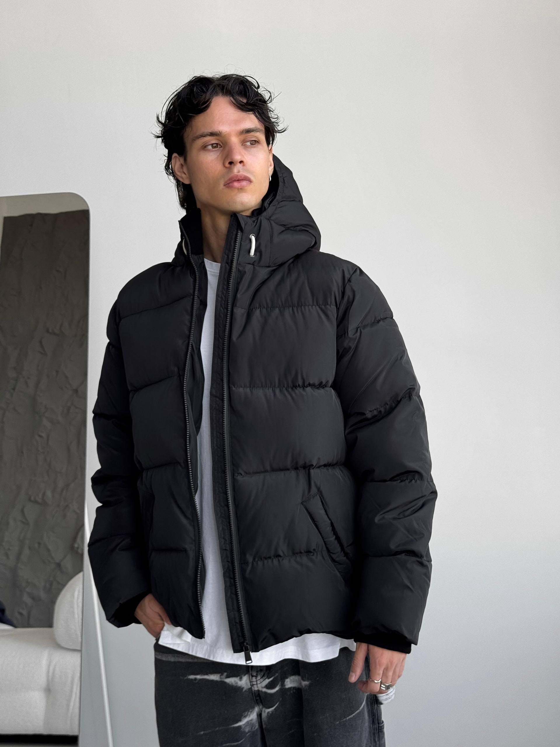 Куртка мужская зимняя с капюшоном стеганая L Черный (25096/2)