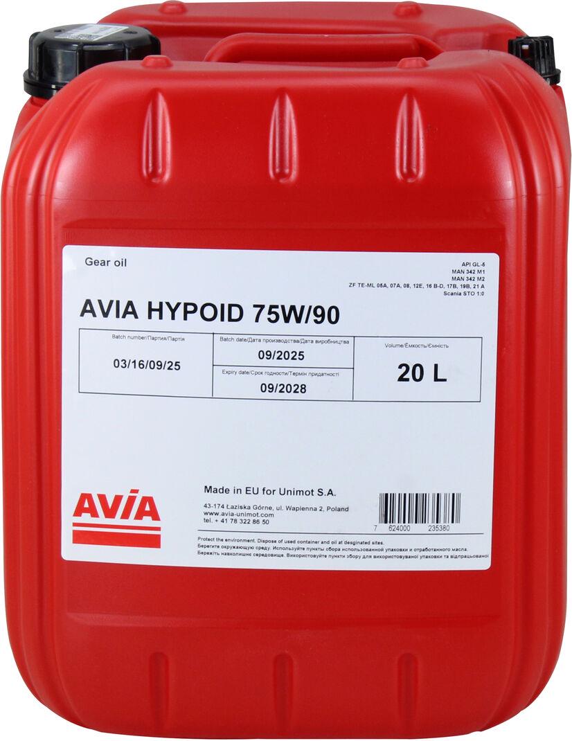 Трансмиссионное масло 75W-90 AVIA HYPOID 20 л