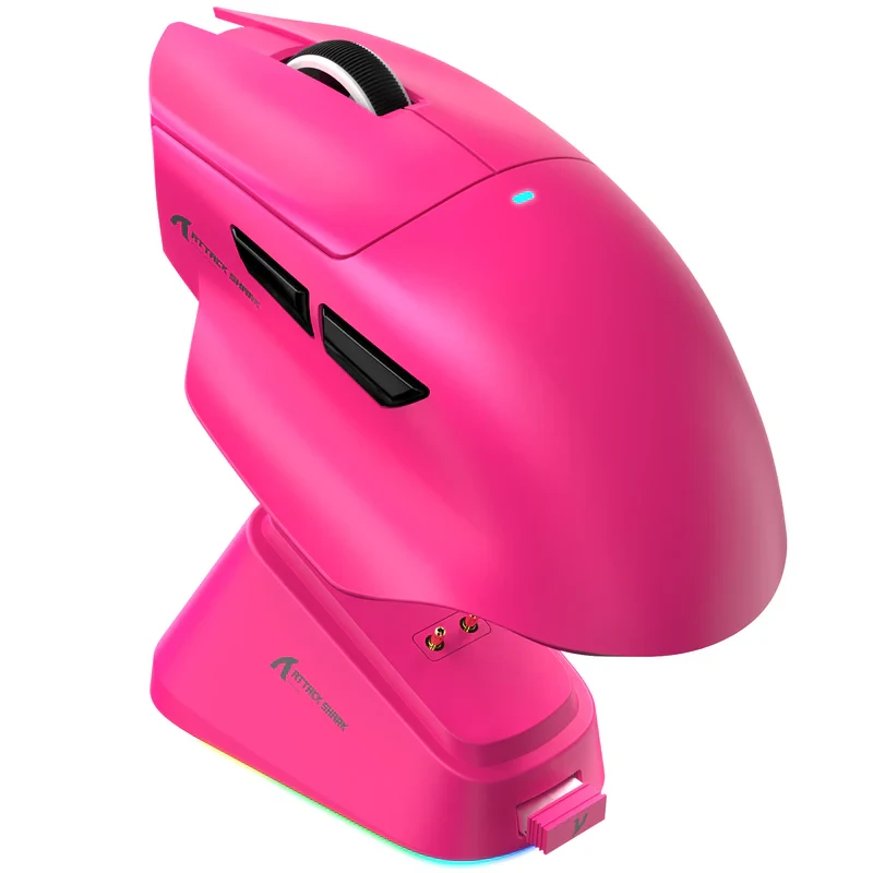 Компьютерная мышка игровая ультралегкая attack shark V6 с RGB док-станцией и 3 режимами подключения Розовый (2978871788)