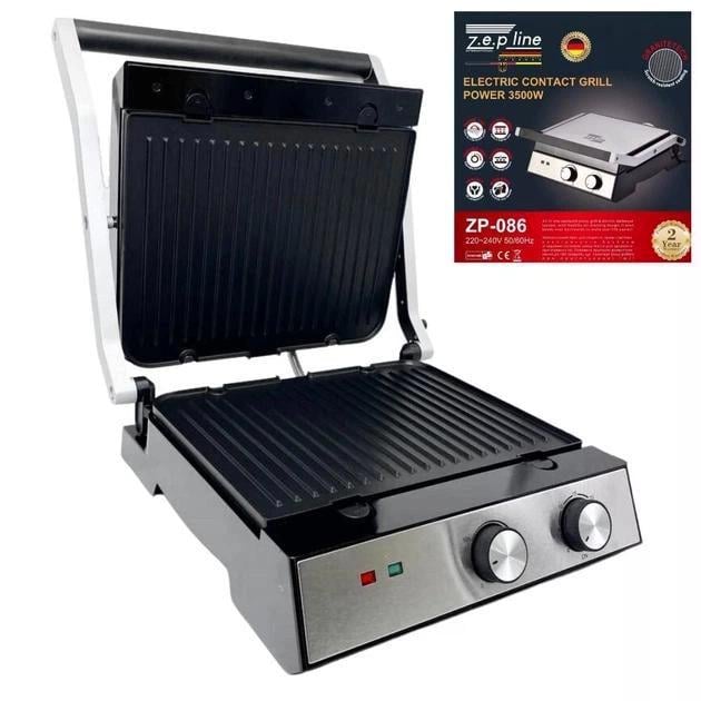 Гриль електричний притискний Zepline ZP-086 3500W зі знімними пластинами (ZP-086)
