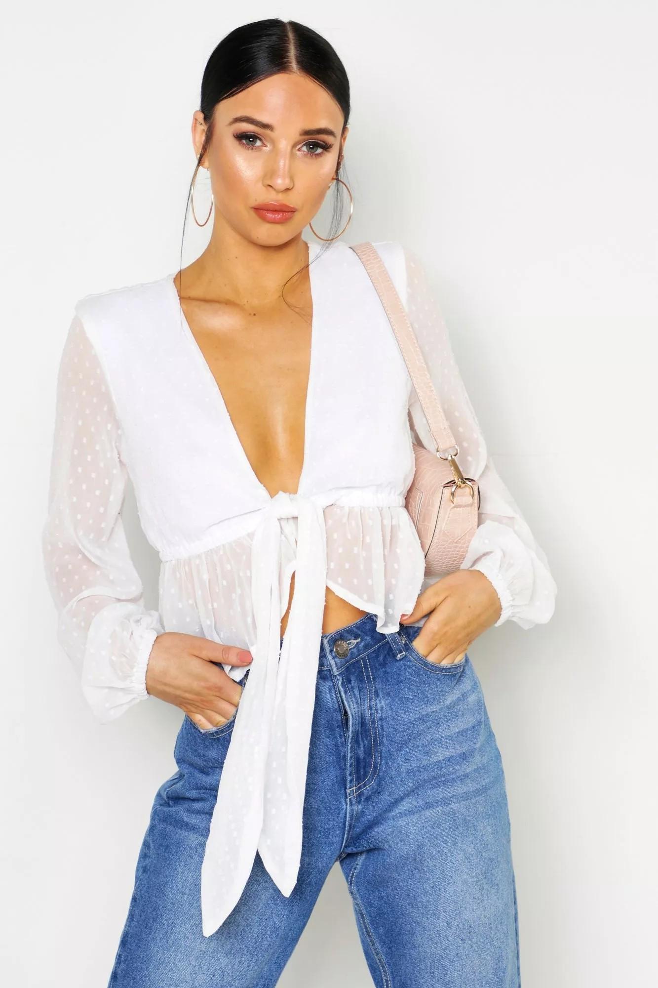 Блуза на запах Boohoo M Белый (9880/44) - фото 2 Блуза на запах Boohoo M Белый (9880/44) - фото 2