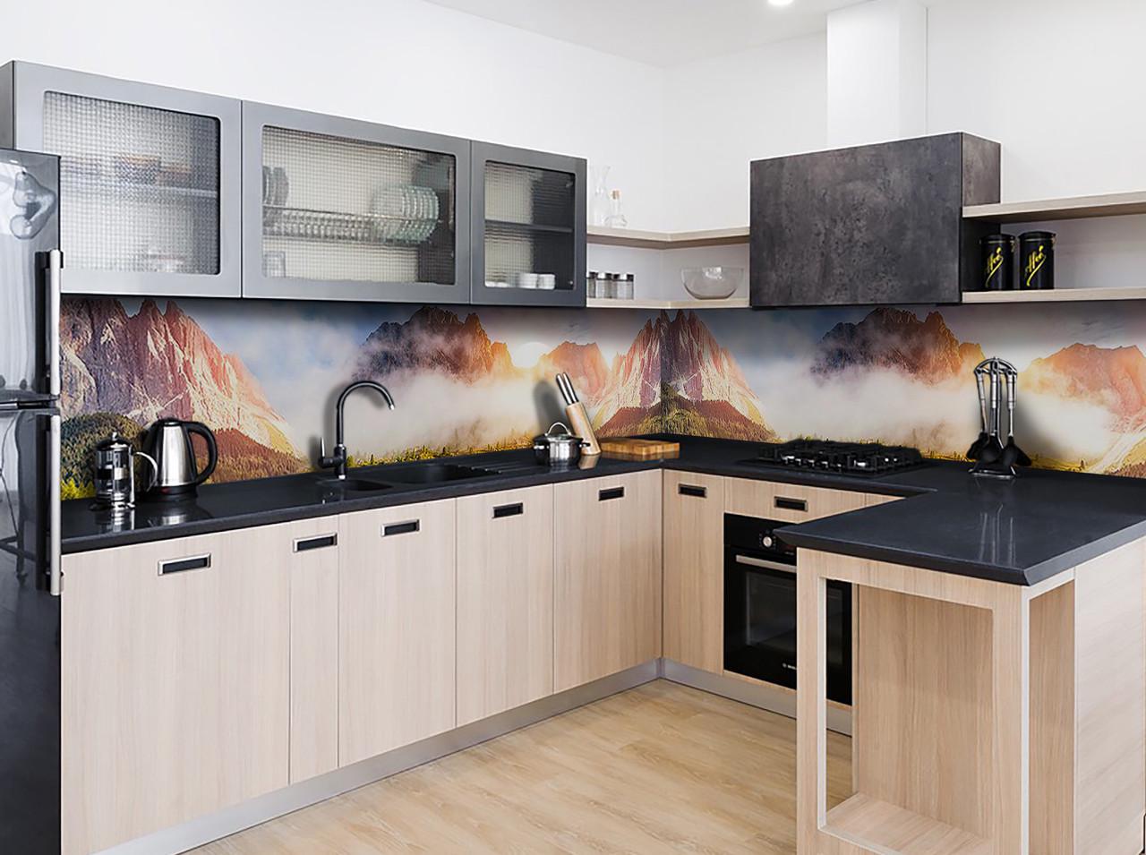 Кухонный фартук Высоко в горах/Скалы/Туман из самоклеющейся виниловой пленки 60х250 см Оранжевый Кухонный фартук Высоко в горах/Скалы/Туман из самоклеющейся виниловой пленки 60х250 см Оранжевый