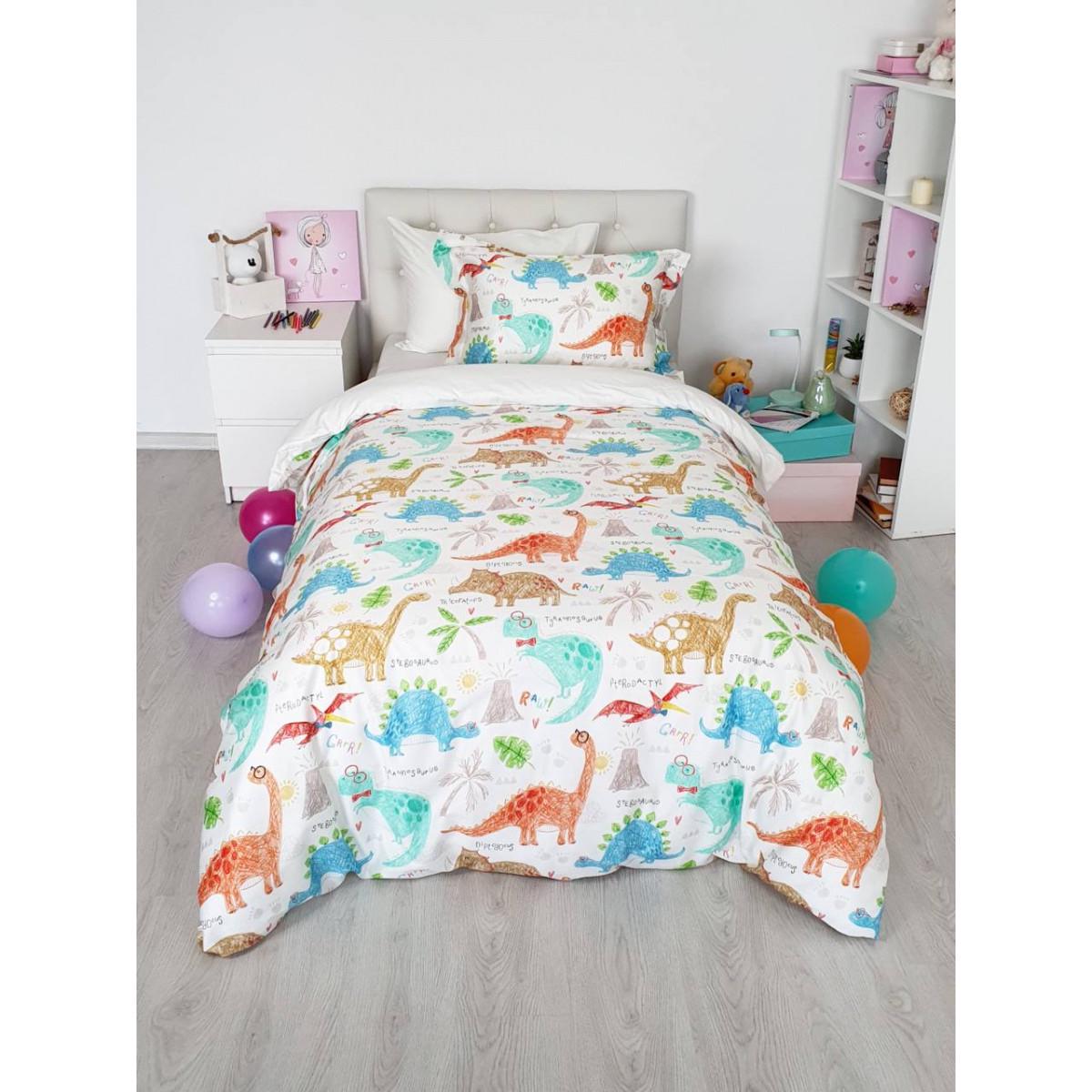 Постельное белье подростковое Tivolyo Home Dino делюкс сатин полуторное