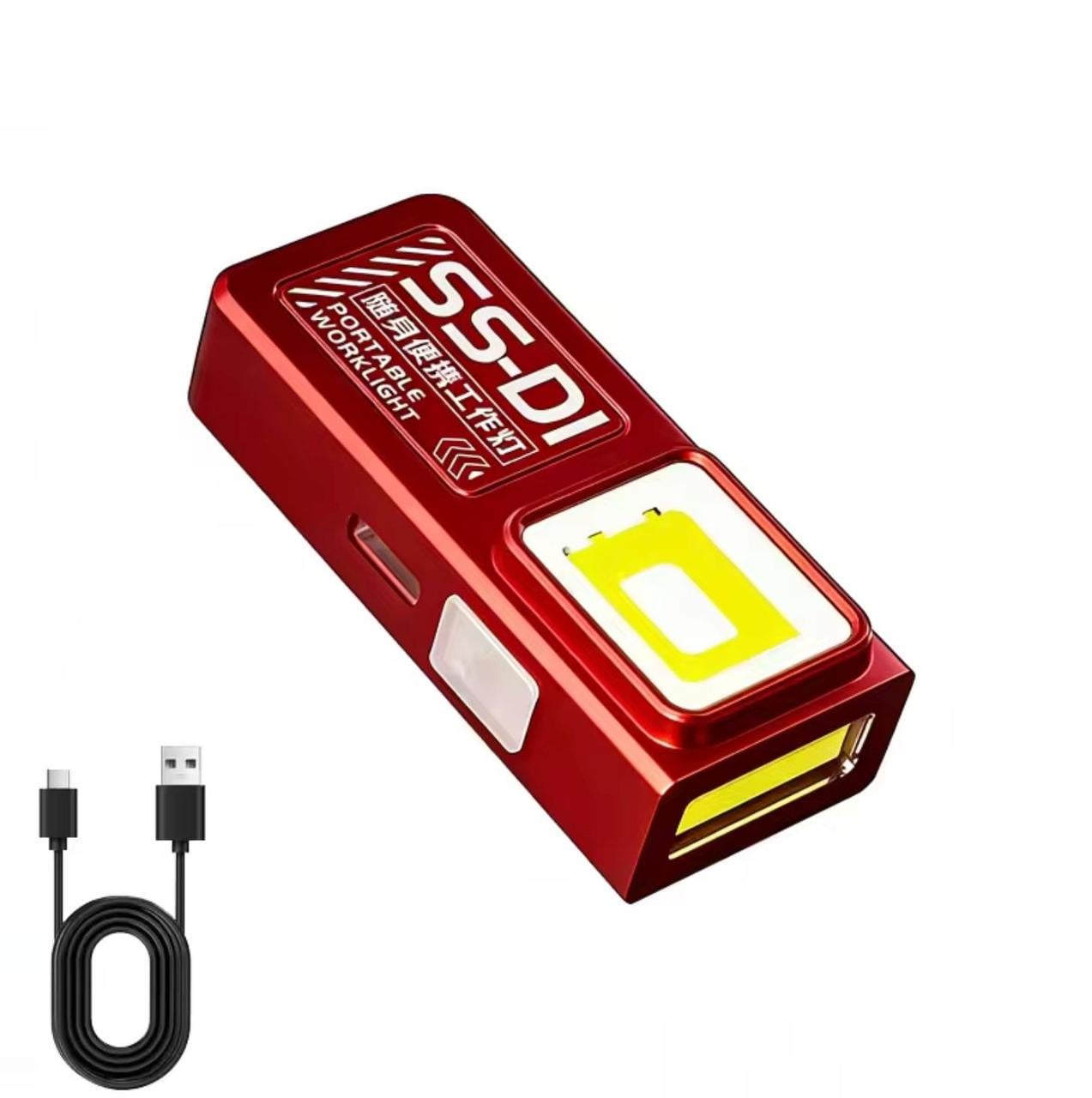 Фонарик LED COB аккумуляторный USB Type-C с магнитом и клипсой EDC 4 режима Красный