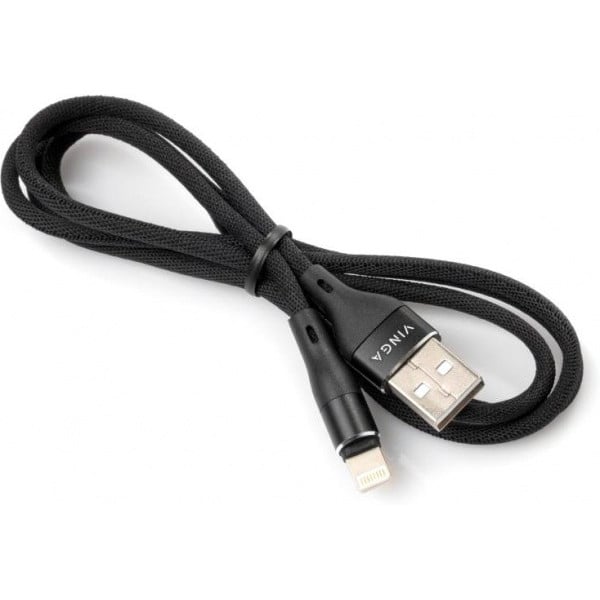 Кабель Vinga USB 2.0 AM to Lightning 1 m Сylindric Nylon Black (VCPDCLCANB1BK) - фото 2