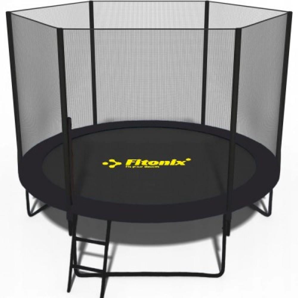 Батут посилений Fitonix з зовнішньою сіткою і драбинкою 252 см Чорний