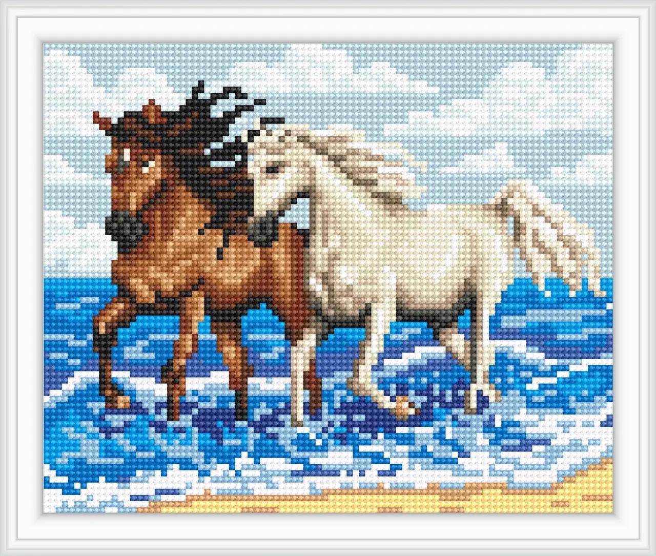 Алмазна вишивка Закохана пара коней повна викладка 5D 23x30 см (1817963281)