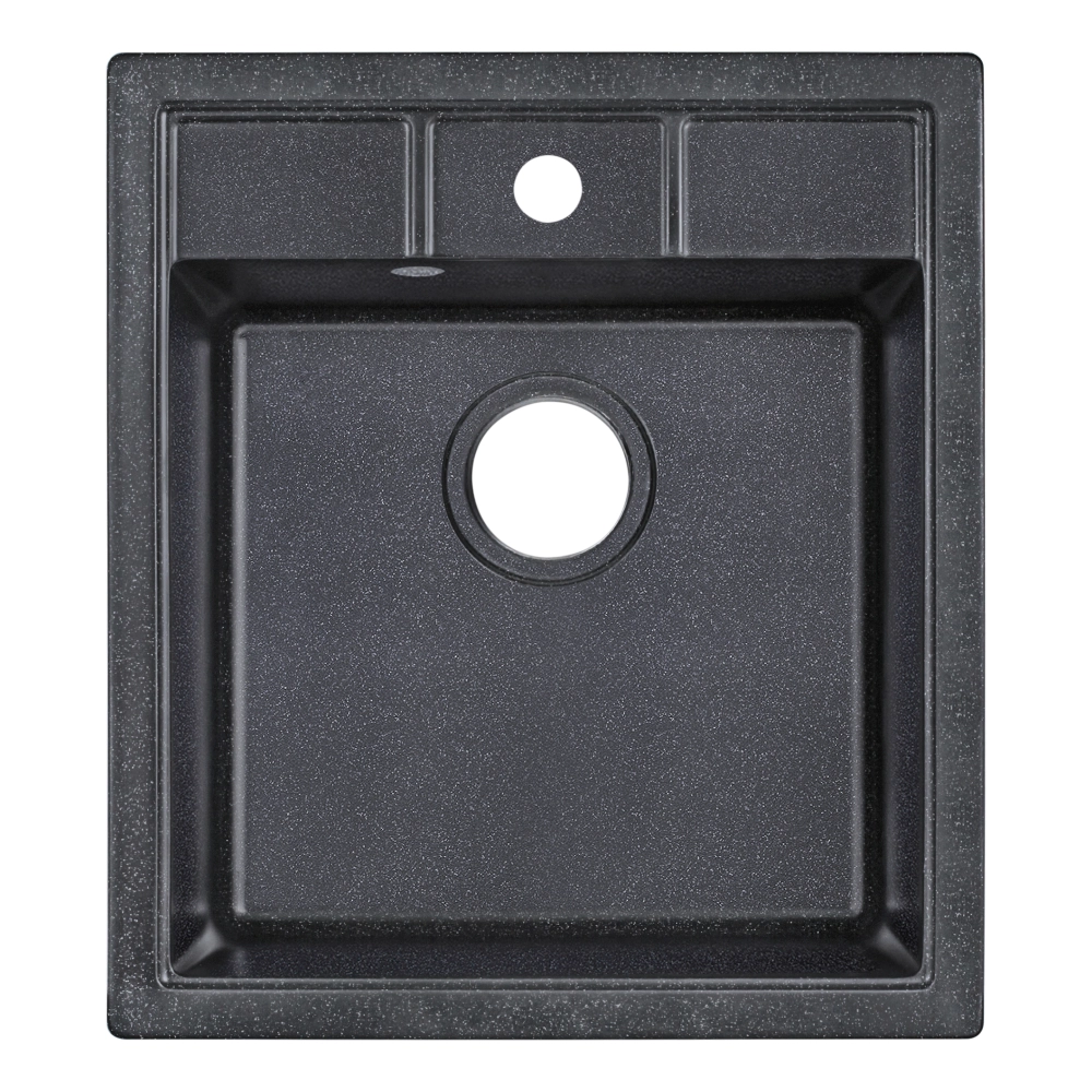 Кухонна мийка Lidz квадратн гранітна 460х515х200 мм Чорний матовий граніт