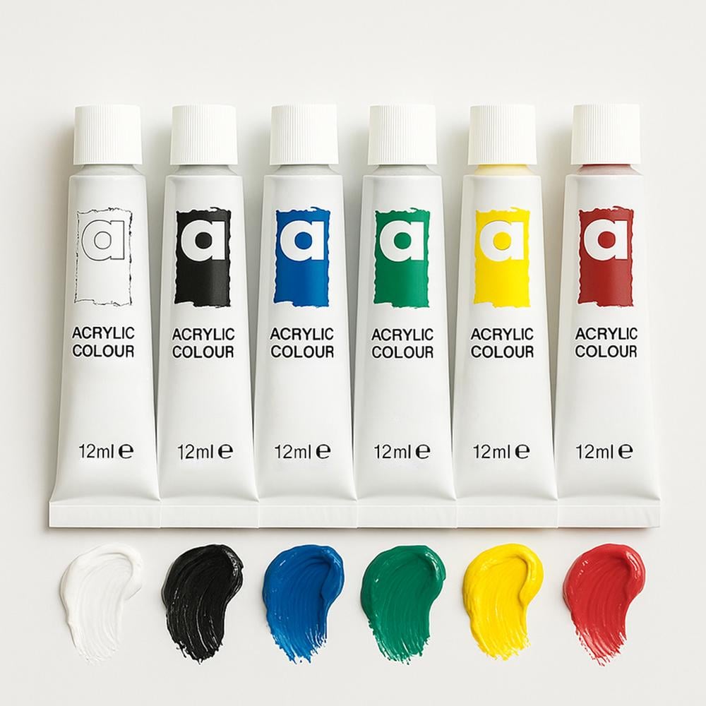 Краски акриловые художественные тюбики в коробке 6 цветов по 12 мл (37-122193)