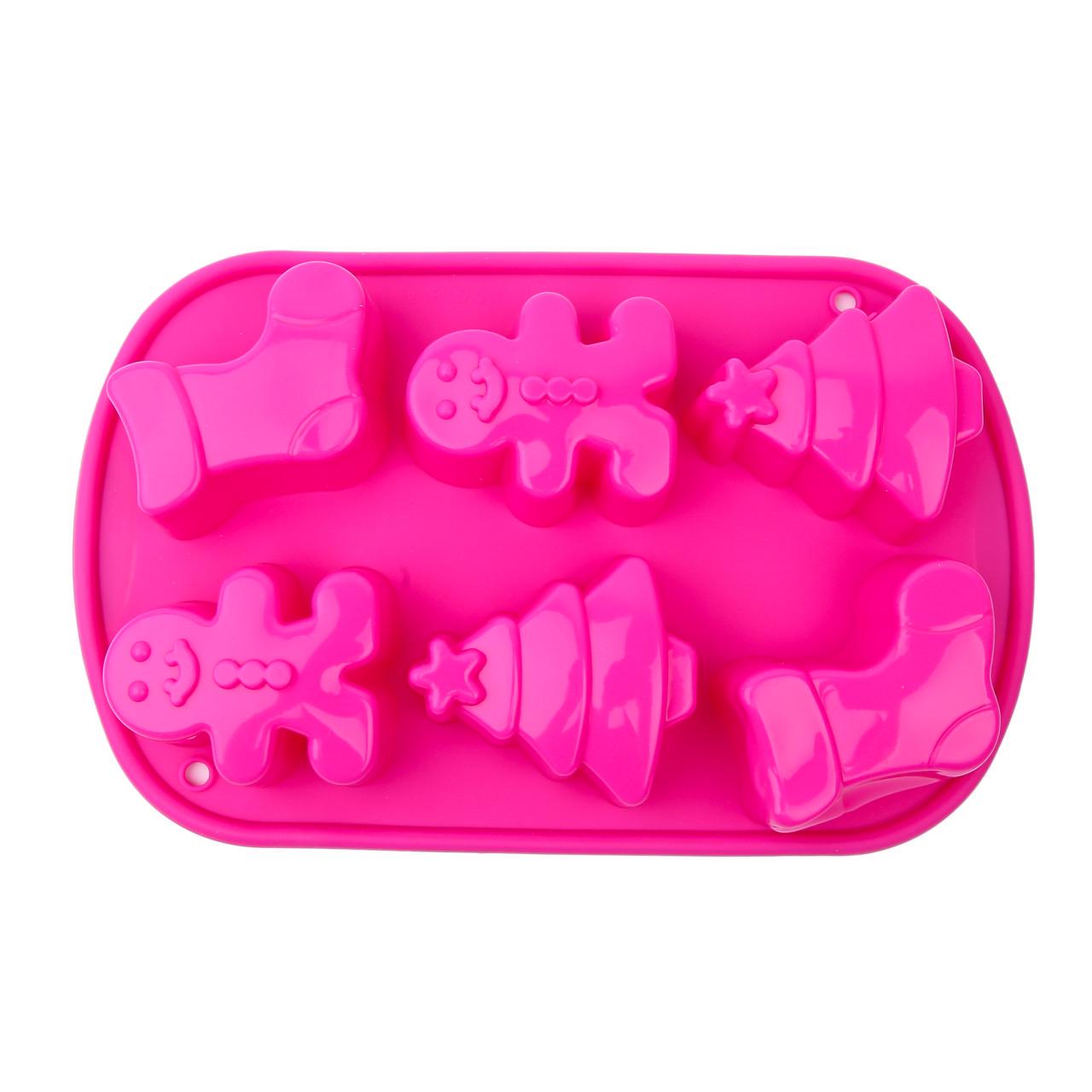 Форма силиконовая для выпечки новогодняя 17х27 см Розовый (2356744484)