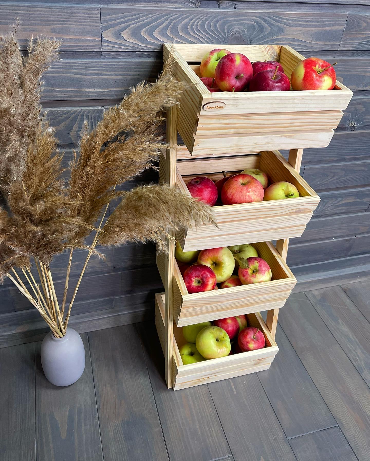 Ящик-фруктовниця дерев'яна 4 яруси Еко (147) - фото 4