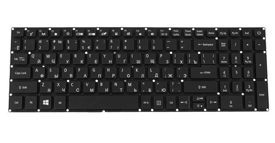 Клавиатура для ноутбука Acer AS A315-53 rus без фрейма/подсветки клавиш Black (163767)