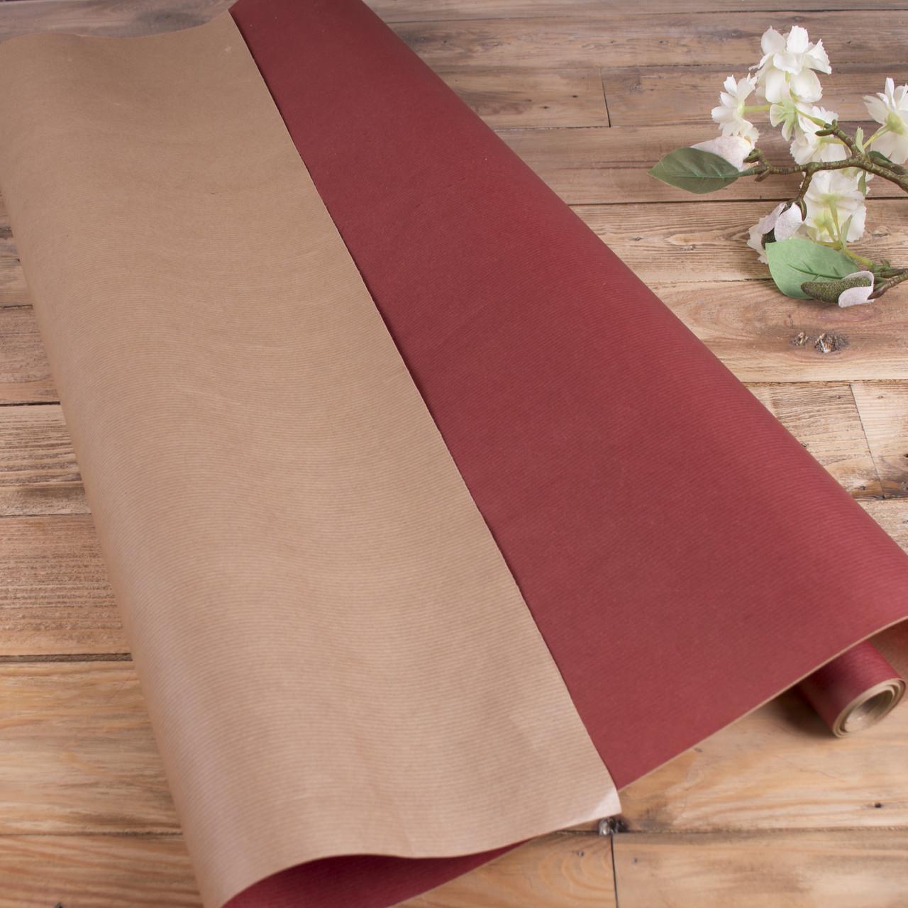 Бумага двусторонняя Бордовый/Крафт (215-29)