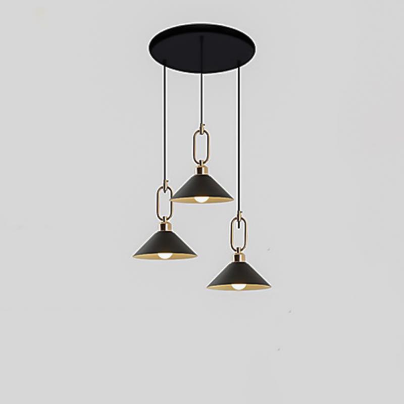 Люстра подвесная лофт Light House SRS-16330-3BK на три лампы Черный / Золото