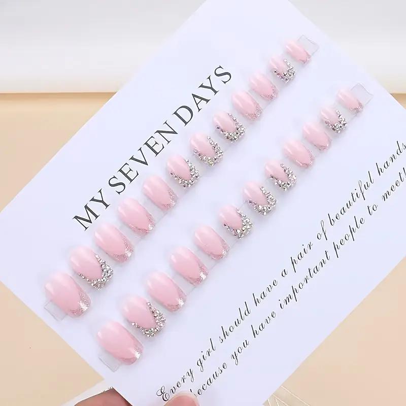 Накладные ногти Nail Art с объемными стразами квадрат средней с клеевыми пластинами 24 шт. Розовый (2789190710) - фото 3 Накладные ногти Nail Art с объемными стразами квадрат средней с клеевыми пластинами 24 шт. Розовый (2789190710) - фото 3