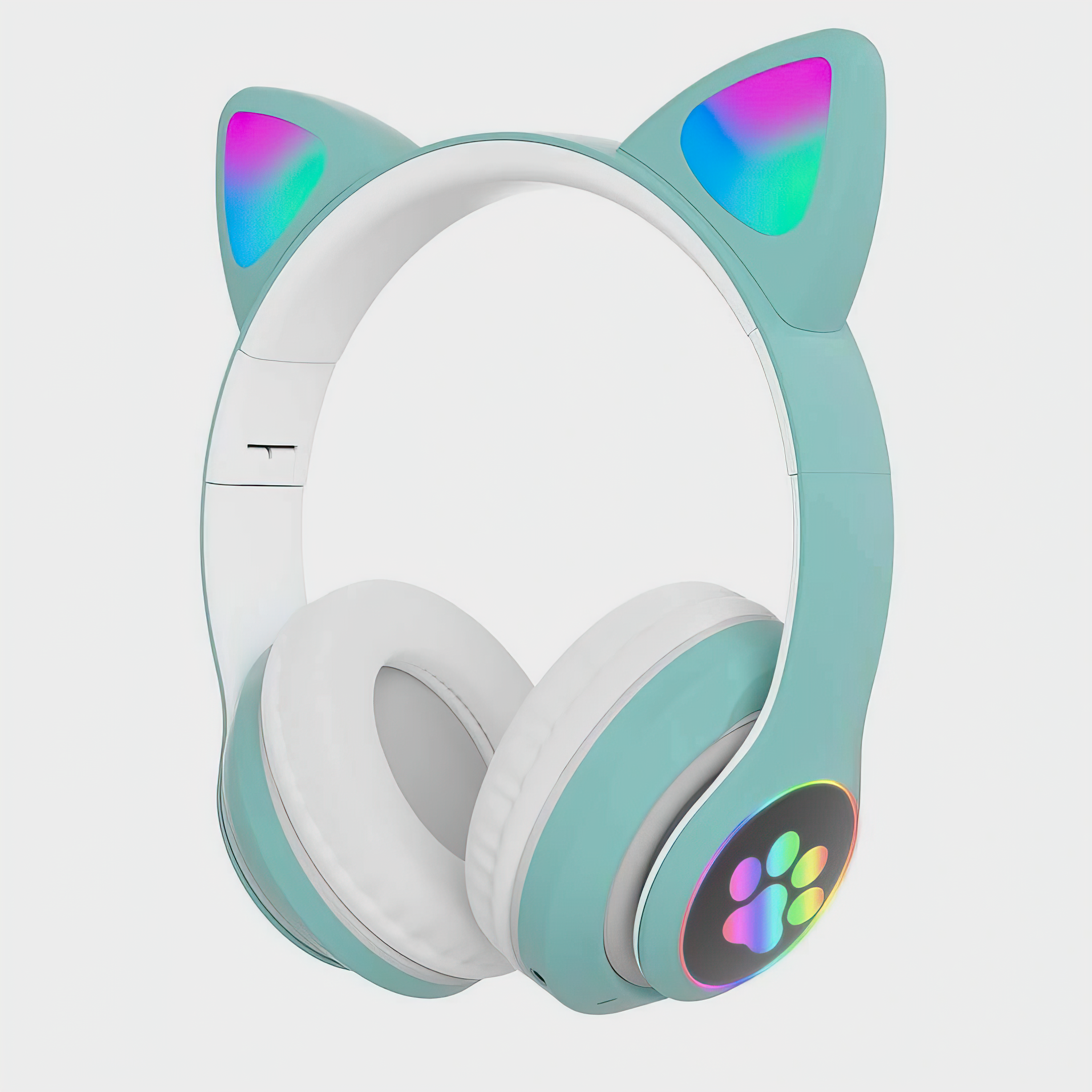 Наушники беспроводные bluetooth TWS с кошачьими ушками Cat STN-28 + SD карта памяти 16 Гб Бирюзовый