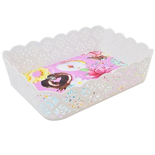 Кошик ажурний Stenson R84507 пластиковий з ручками 24x18x6 см (573917)