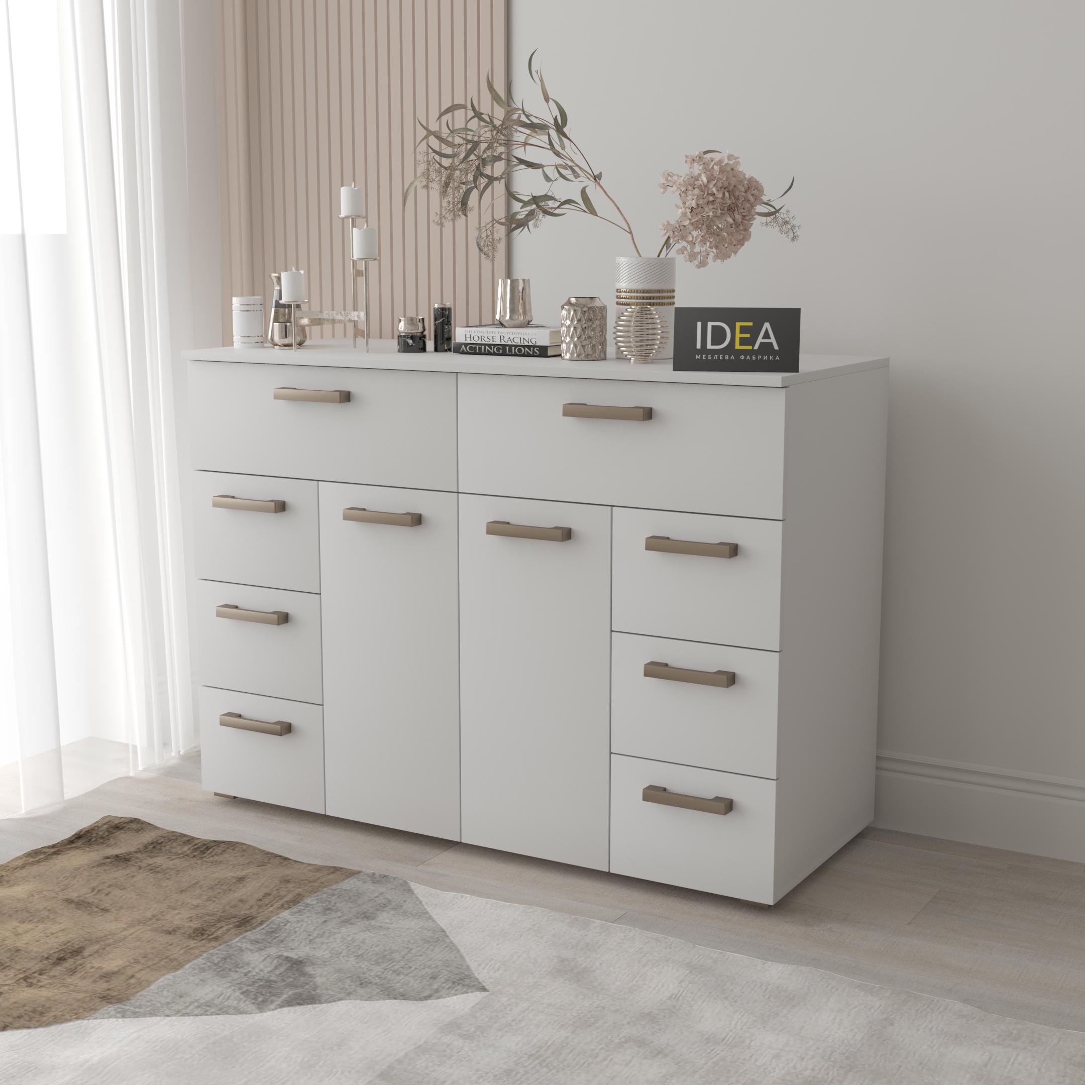 Комод Idea ТКБ-381 на 8 шухляд з дверима Білий (26718290) - фото 1 Комод Idea ТКБ-381 на 8 шухляд з дверима Білий (26718290) - фото 1