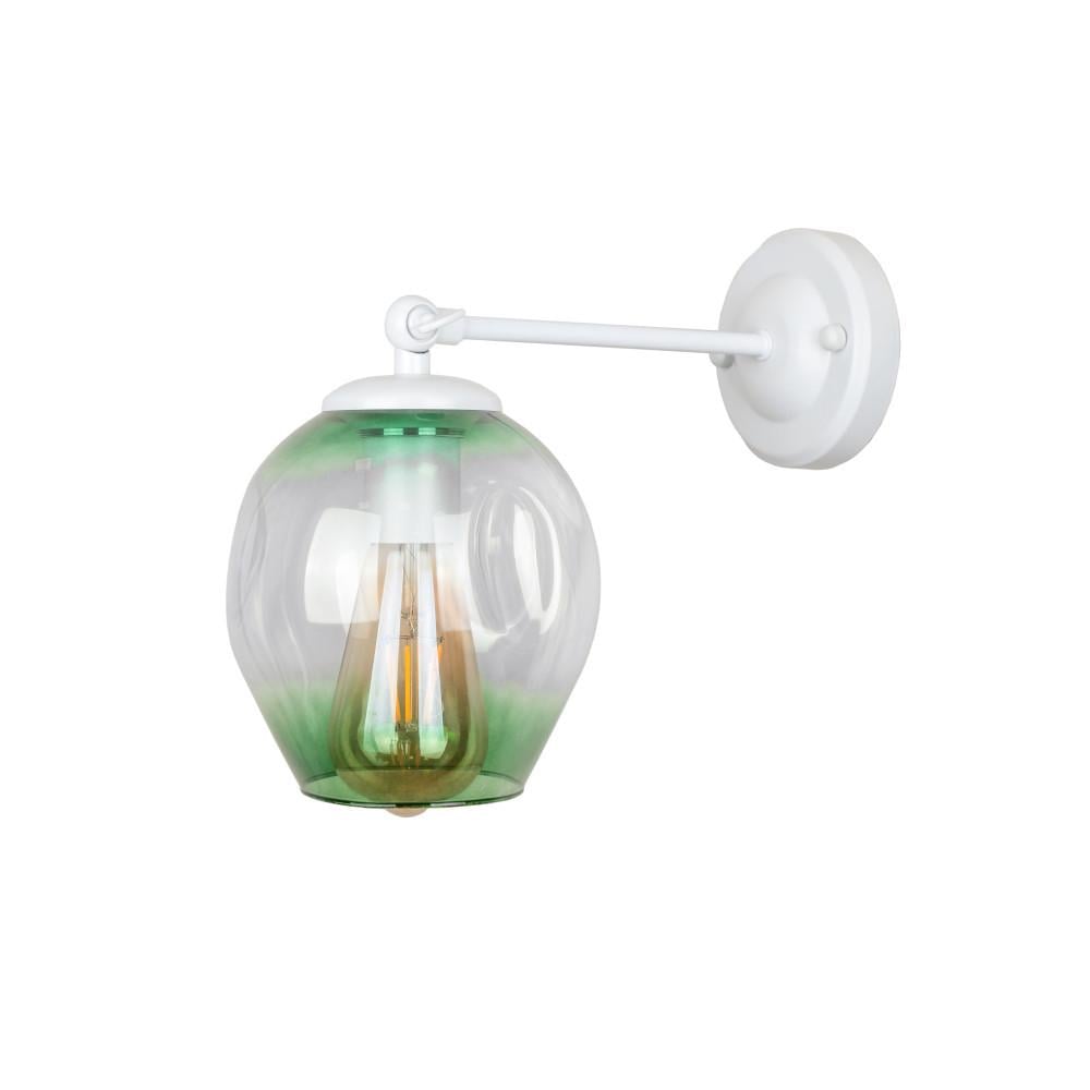 Бра Levistella 756WPR0231F-1 WH+GR со стеклянным плафоном с зеленым оттенком Белый/прозрачный (1887932076)