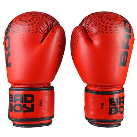 Рукавички боксерські на липучці BadBoy штучна шкіра 8 oz Червоний (BB-JR8R)
