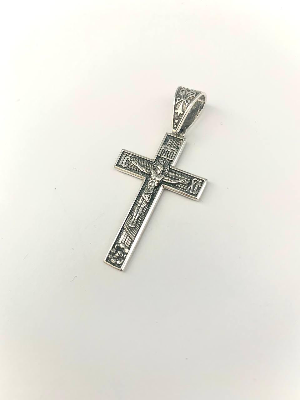Крестик православный серебряный "Спаси і збережи" (КДУ-10)