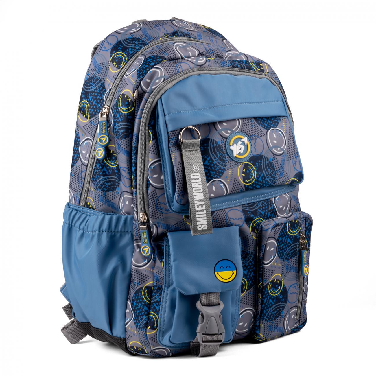 Рюкзак YES Smiley World 43x30x16 см 21 л Синий (559540)