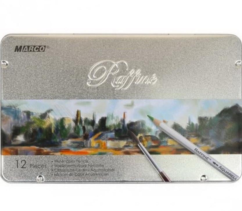 Олівці акварельні Marco Raffine 12 кольорів в металевому кейсі