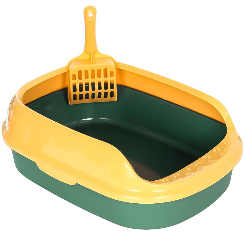 Туалет круглий для кішок Taotaopets 227701 40х29х13,5 см з лопаткою Green/Yellow (1911389466)