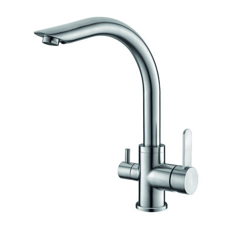 Смеситель для кухни KOER KI-72019-02 нержавеющая сталь с выходом для питьевой воды Серебристый (KR4796)