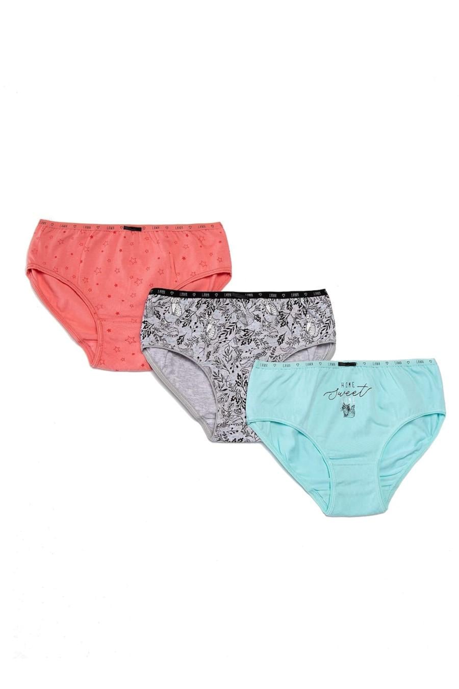 Трусики слип Lama 128-134 см 3 шт. Розовый/Серый/Бирюзовый (77231)