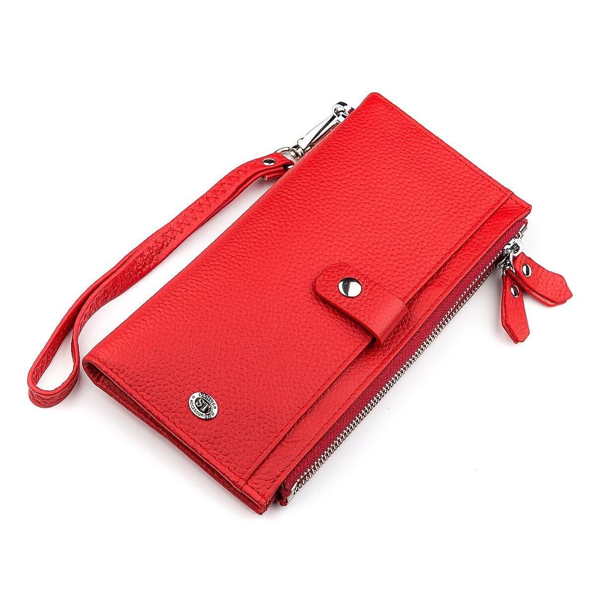 Кошелек женский ST Leather 18381 на кнопке из натуральной кожи Красный (168-136-18381)