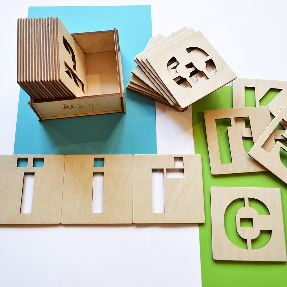 Деревянный трафарет Учим буквы укр.