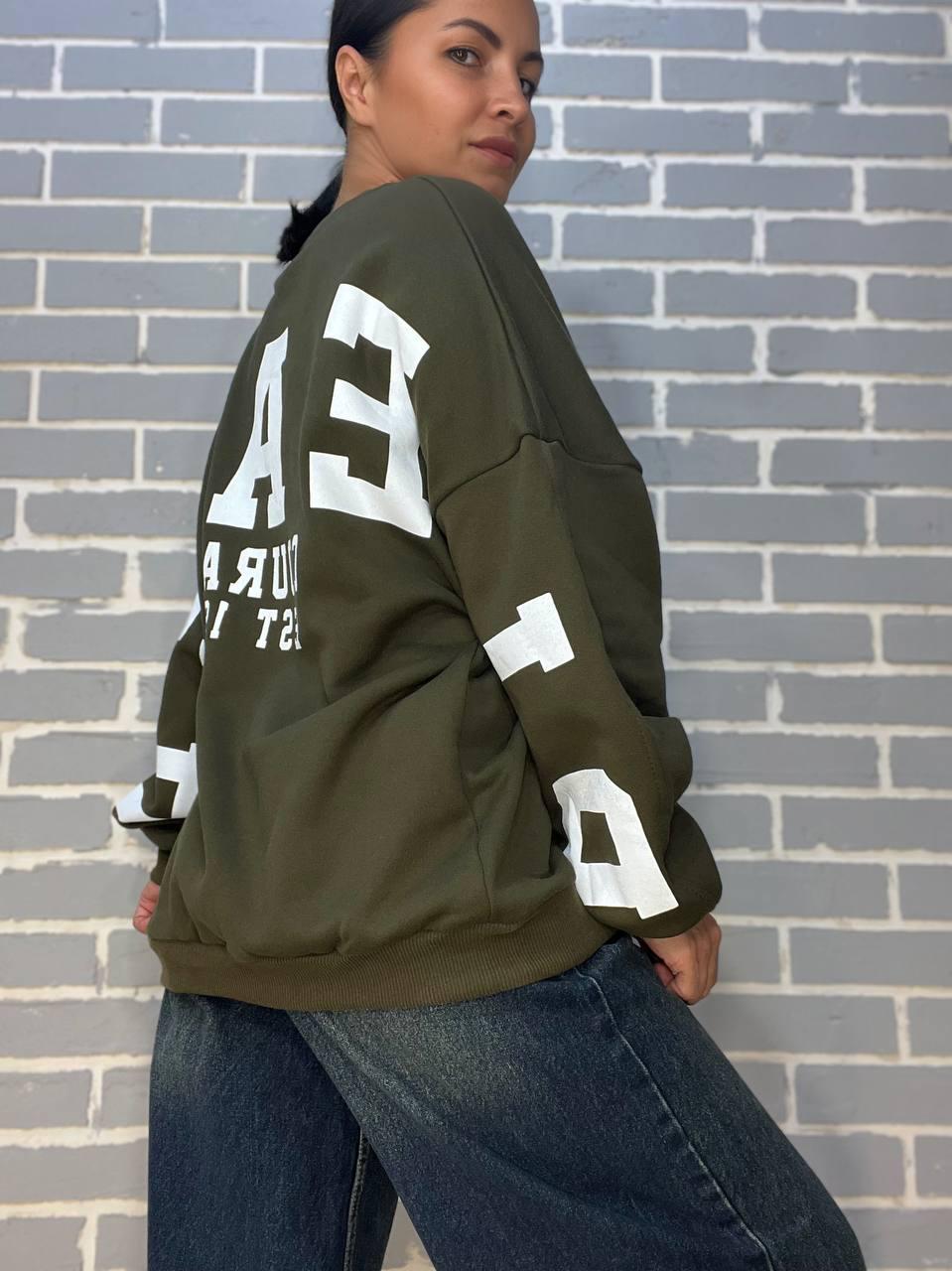 Світшот жіночий DAVRAS 6000 PLEASED подовжений утеплений на флісі OS Зелений (1244) - фото 6 Світшот жіночий DAVRAS 6000 PLEASED подовжений утеплений на флісі OS Зелений (1244) - фото 6