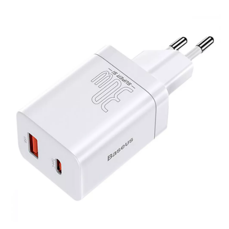 Зарядний пристрій Baseus Super Si Pro Quick Charger Type-C USB 30W White (CCSUPP-E02)