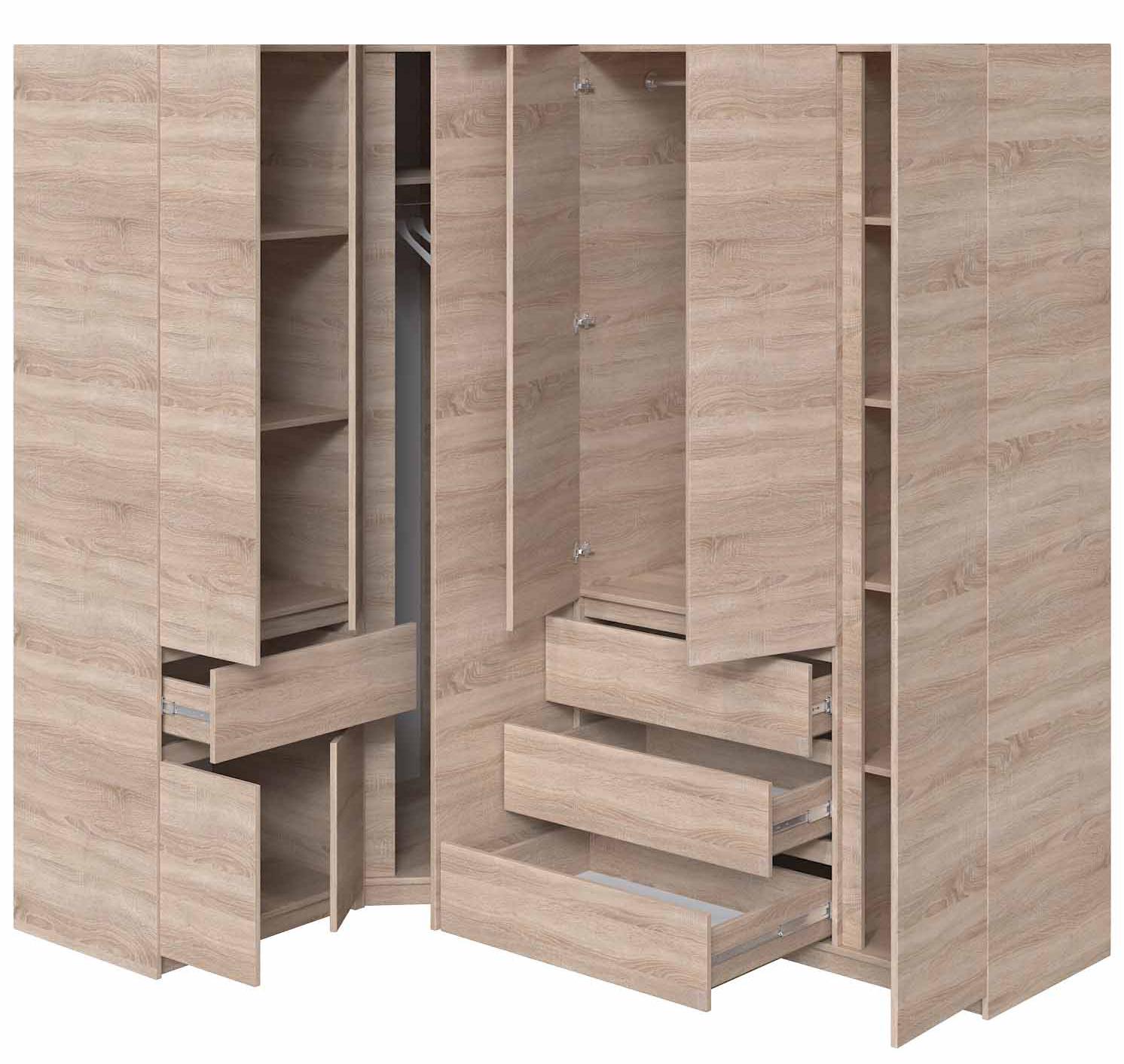 Шафа стінка кутова Майстер Форм Брайт 1450/2050х520х2000 мм Дуб сонома (32928) - фото 2 Шафа стінка кутова Майстер Форм Брайт 1450/2050х520х2000 мм Дуб сонома (32928) - фото 2