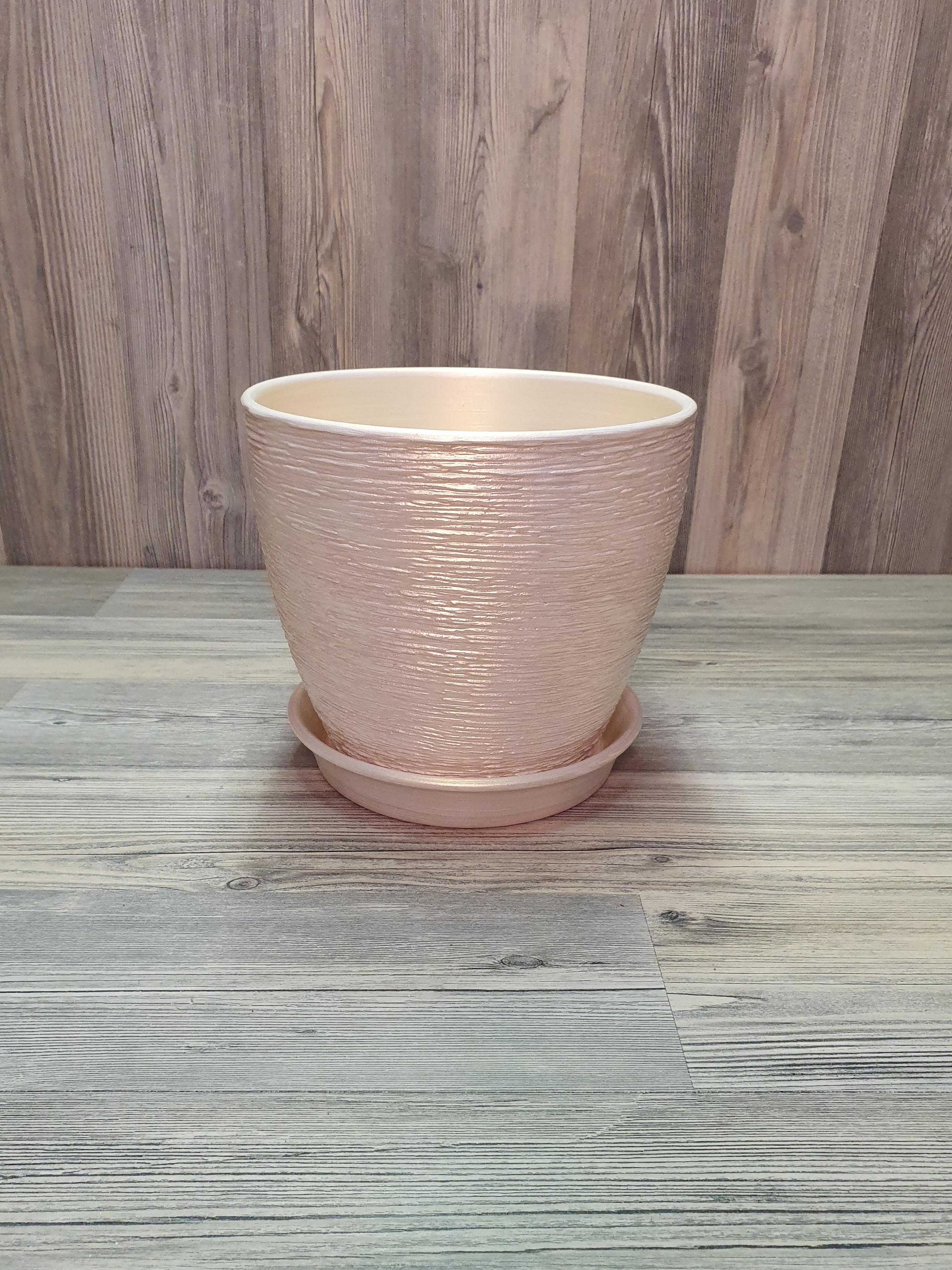 Горщик для рослин з піддоном 2,5 л Біло-золотий (5264) - фото 3