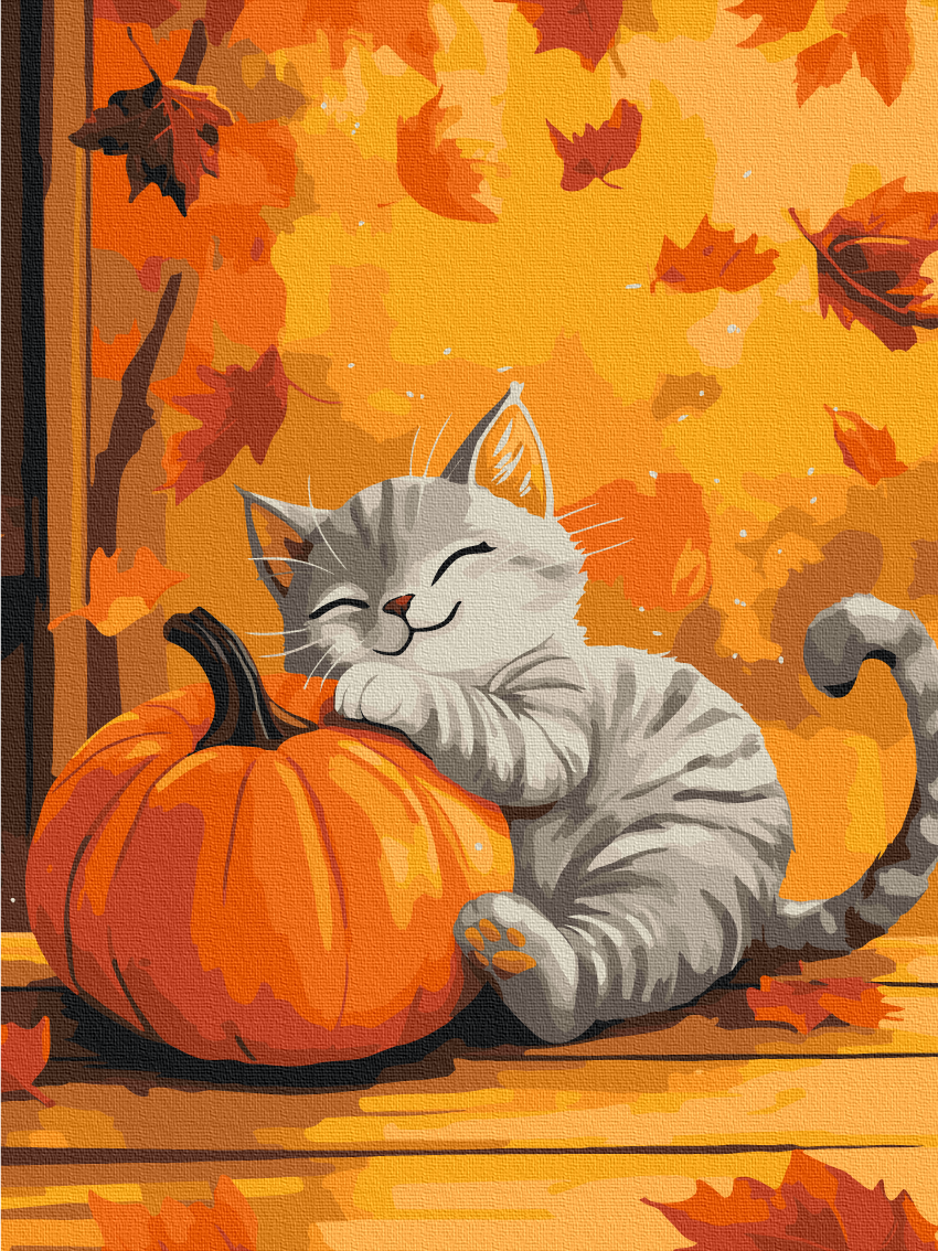 Картина по номерам Brushme Кот с тыквой 30x40 см (RBS54391) Картина по номерам Brushme Кот с тыквой 30x40 см (RBS54391)