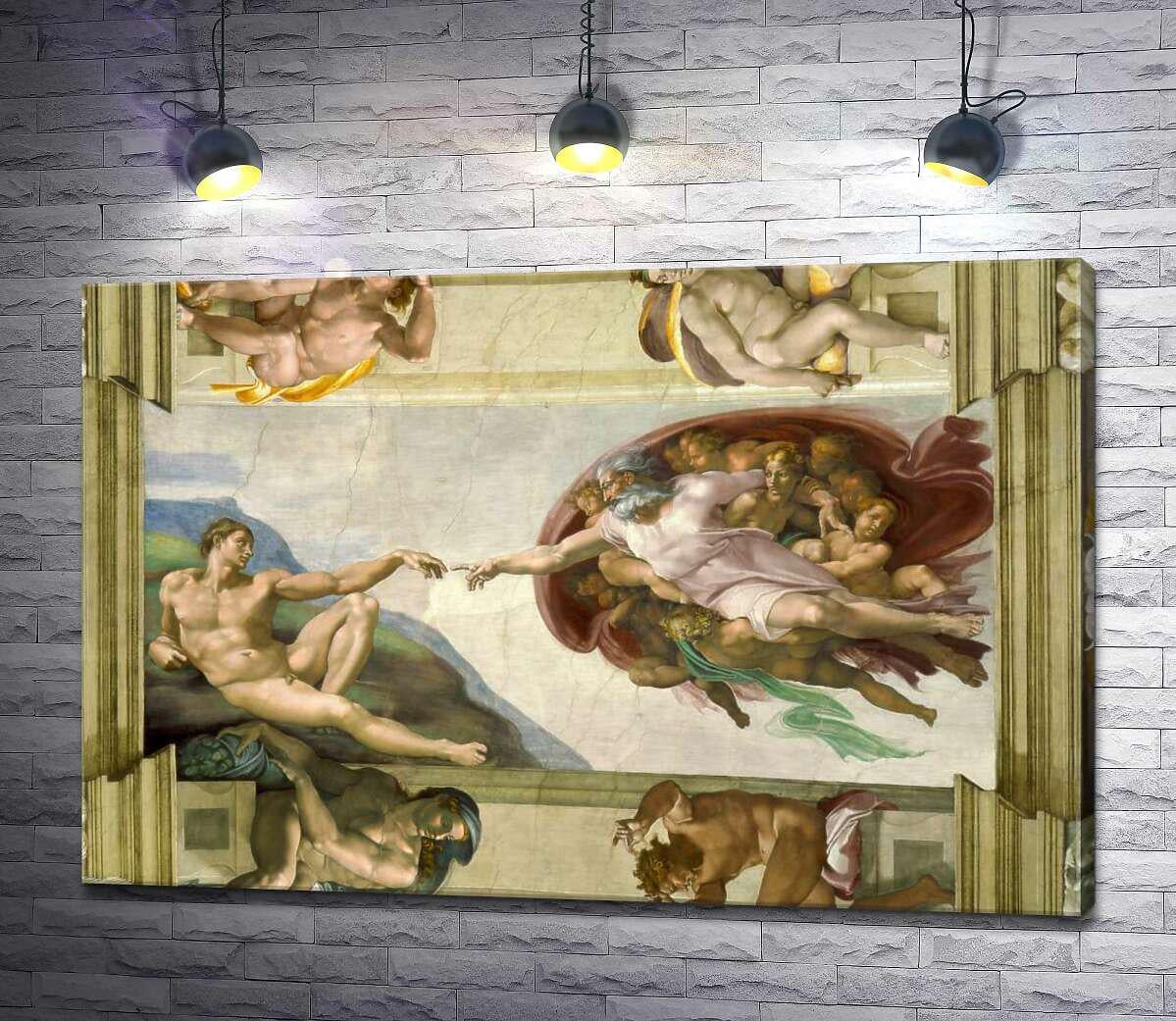 Картина ArtPoster Создание Адама (La creazione di Adamo) - Микеланджело Буонарроти (Michelangelo Buonarroti) 130x87 см Модуль №1 (000157)