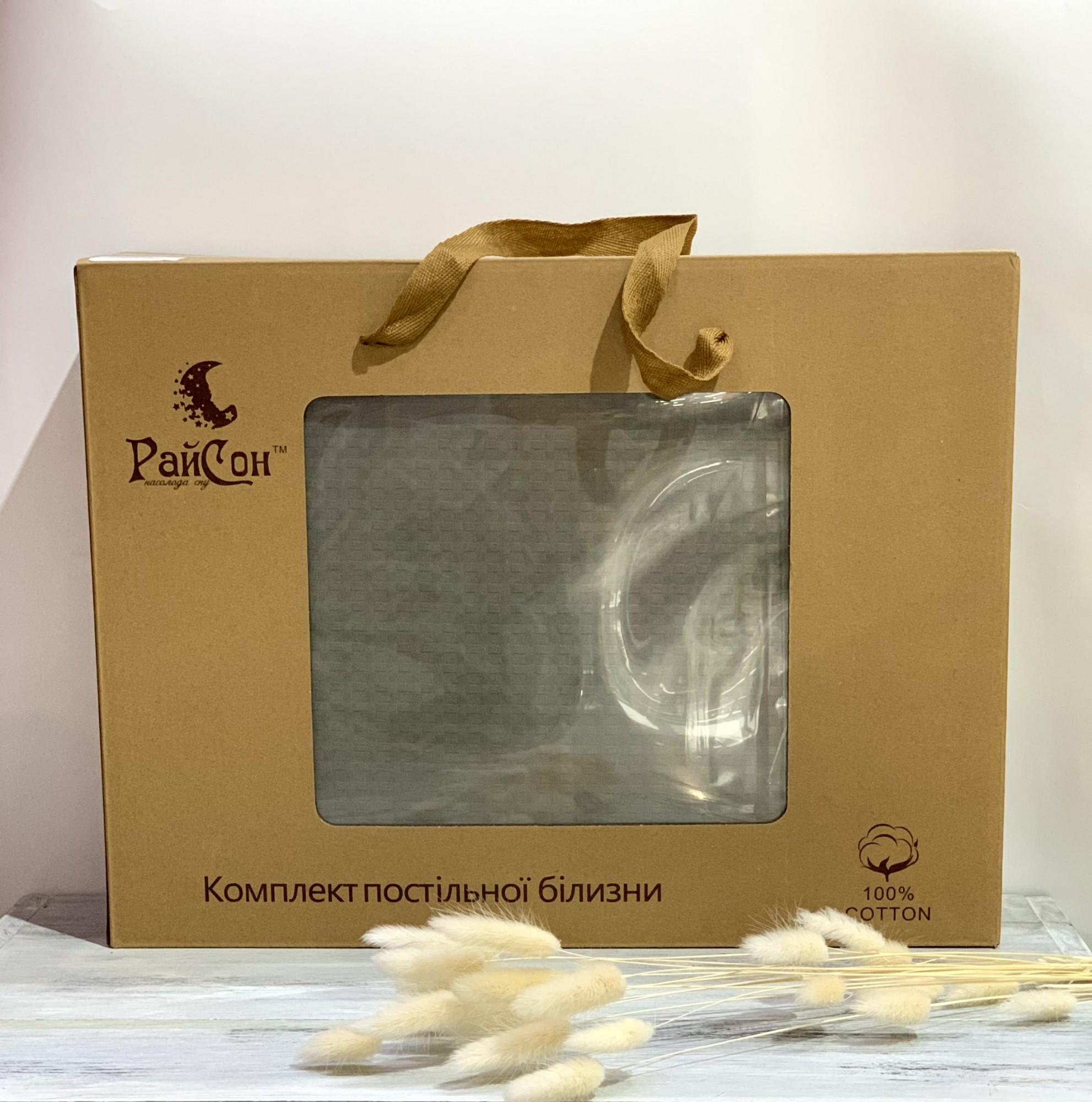 Комплект постельного белья Крафт страйп-сатин полуторный В2 Оливковый